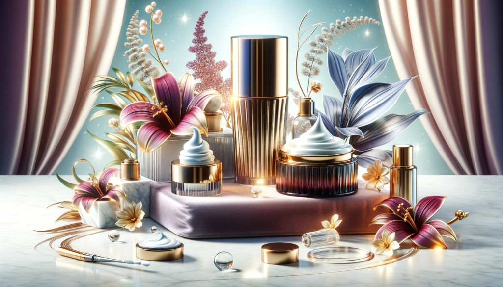 Shiseido को विलासी स्किनकेयर उत्पादनहरूको दृष्टान्त।